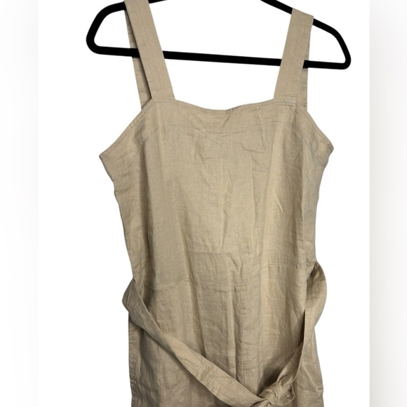 NEW QUINCE 100% European Linen Square Neck Jumpsuit in Driftwood Medium Netutral - Picture 5 of 16